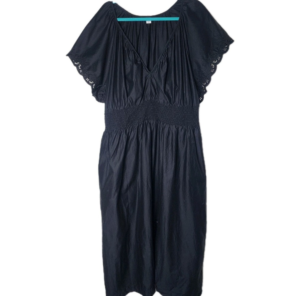 Old Navy XXL Y2k Midi Dress‎ Black Babydoll Lace Flutter Sleeve Boho Cottagecore